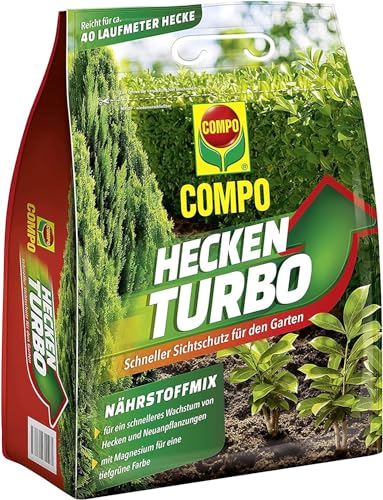 COMPO Heckenturbo - leistungsstarker Spezial-Dünger für Hecken und Neuanpflanzungen - Heckendünger für schnelles Wachstum - 4 kg von Compo