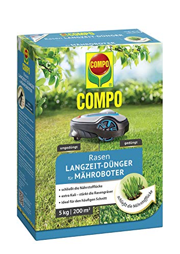 COMPO ROBO-RASEN Langzeit-Dünger für Mähroboter, Rasendünger mit 3 Monaten Langzeitwirkung, Feingranulat, 5 kg, 200 m² von Compo