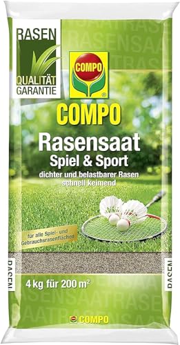 COMPO Rasensaat Spiel und Sportrasen - Rasensamen für den Sport- und Spielrasen - zuverlässige Aussaat - 4 kg von Compo