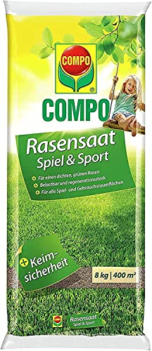COMPO Rasensaat Spiel und Sport, Universelle Rasenmischung mit Rasensamen / Grassamen, 8 kg, 400 m² von Compo