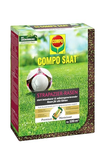 COMPO SAAT Strapazier-Rasen - regenerationsstarker Strapazierrasen - hochwertige Saatgutmischung mit Premium-Mantelsaat - 2 kg für 100 m² von Compo