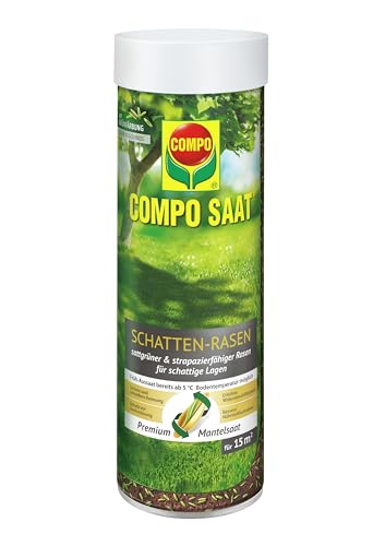 COMPO SAAT Schatten-Rasen, Rasensamen / Grassamen, Spezielle Rasensaat-Mischung mit wirkaktivem Keimbeschleuniger, 300 g, 15 m² von Compo