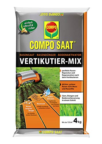 COMPO SAAT Vertikutier-Mix, Rasensamen, Rasendünger und Bodenaktivator, 4 kg, 133 m² von Compo