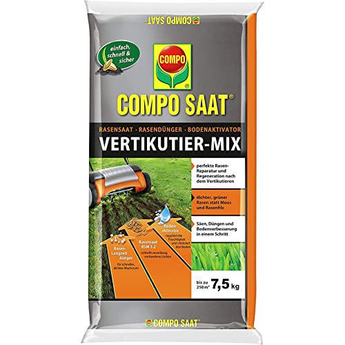 COMPO SAAT Vertikutier-Mix, Rasensamen / Grassamen, Rasendünger und Bodenaktivator, 7,5 kg, 250 m² von Compo