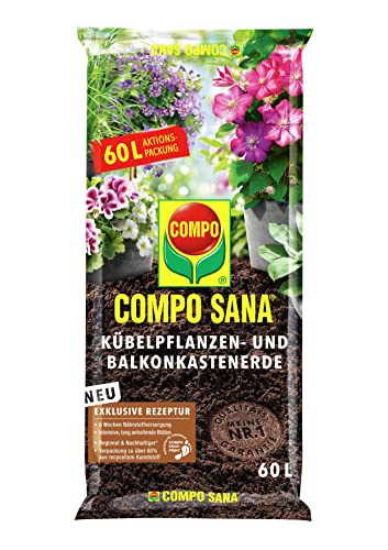 COMPO SANA® Kübelpflanzen- und Balkonkastenerde mit 8 Wochen andauernder Startdüngung 60L von Compo