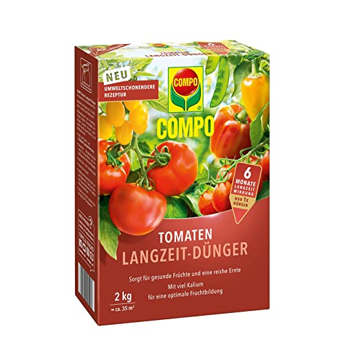 COMPO Tomaten Langzeit-Dünger für frucht- und knollenbildendes Feingemüse sowie Gewürzkräuter, Tomatendünger, 6 Monate Langzeitwirkung, 2 kg, 33 m² von Compo