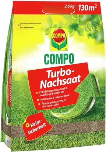 COMPO Turbo Nachsaat - Schnellkeimende Rasensaat - Premium Rasensamen mit Keimsicherheit - 2,6kg für 130 m² von Compo