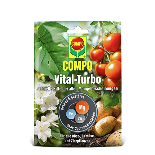 COMPO Vital-Turbo Dünger für schnelle Hilfe bei Mangelerscheinungen, Für alle Obst-, Gemüse- und Zierpflanzen, Ideal als Tomatendünger und Rosendünger, 20 g von Compo