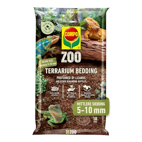 COMPO Zoo Terrarien-Substrat für Echsen und andere anspruchsvolle Reptilien - natürliche Pinienrinde für mittelgroße bis große Echsen und andere Reptilien - mittlere Körnung 5-10 mm - 10 Liter von Compo