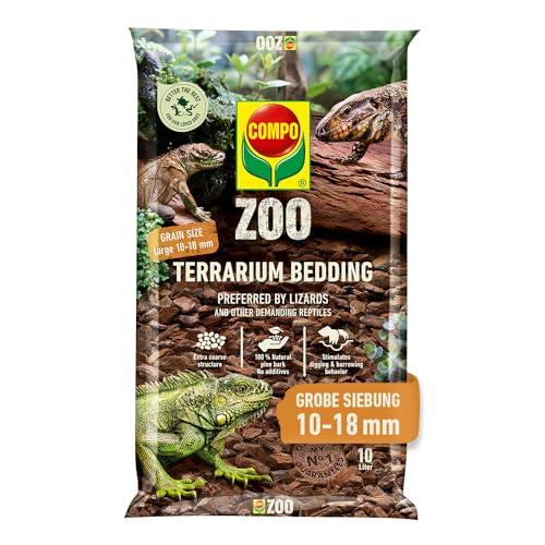 COMPO Zoo Terrarien-Substrat für große Echsen und andere anspruchsvolle Reptilien - natürliche Pinienrinde - grobe Körnung 10-18 mm - 10 Liter von Compo