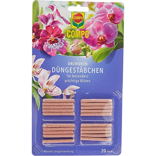 COMPO Düngestäbchen für Orchideen, Orchideendünger, Dünger mit 3 Monaten Langzeitwirkung, 20 Stück von Compo