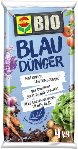 COMPO BIO Blaudünger – Bio-Dünger für alle Garten- und Balkonpflanzen – universal einsetzbar - für Blumen, Gemüse und Obst – 4 kg, blau von Compo