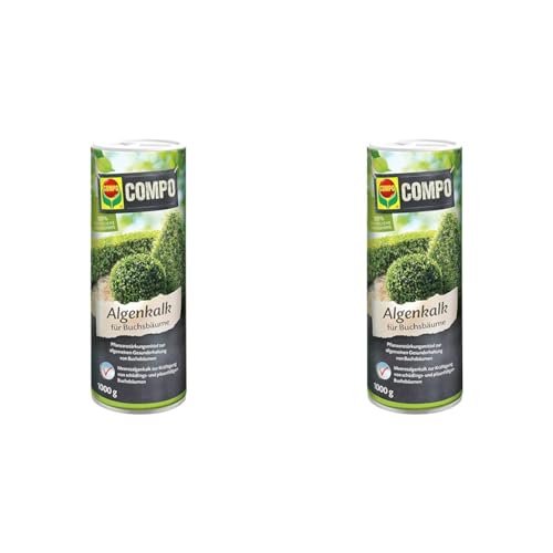 Compo Algenkalk für Buchsbäume, Pulver, Pflanzenstärkungsmittel zur Unterdrückung des Buchsbaumzünslers, 1 kg (Packung mit 2) von Compo