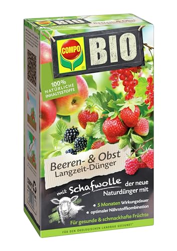 COMPO BIO Beeren Langzeit-Dünger für alle Beerenpflanzen, Kernobst und Steinobst, 5 Monate Langzeitwirkung, 2 kg von Compo