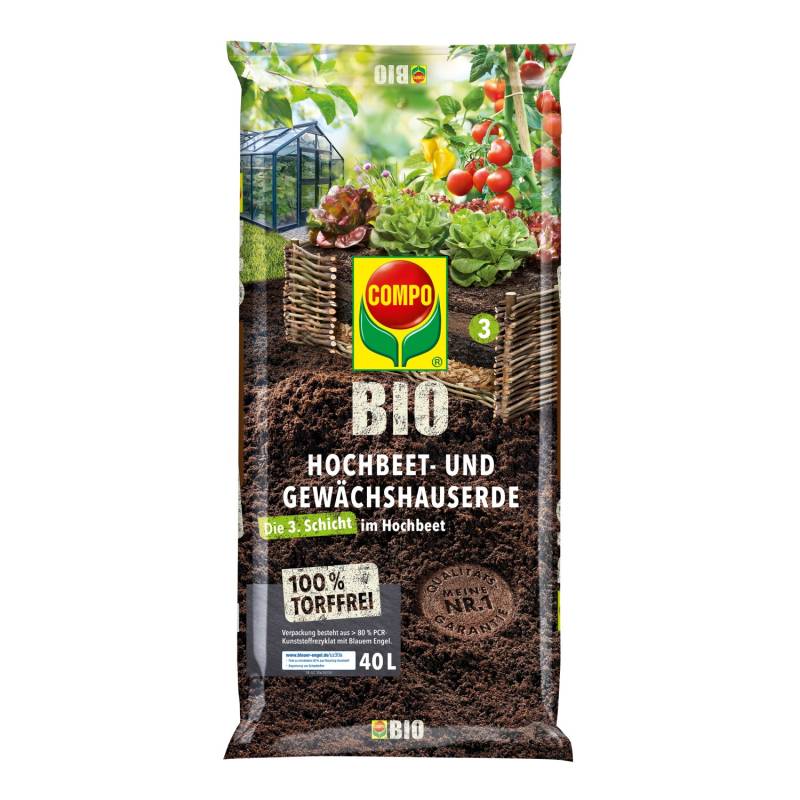Compo Bio Hochbeet- und Gewächshauserde Torffrei 40 l von Compo