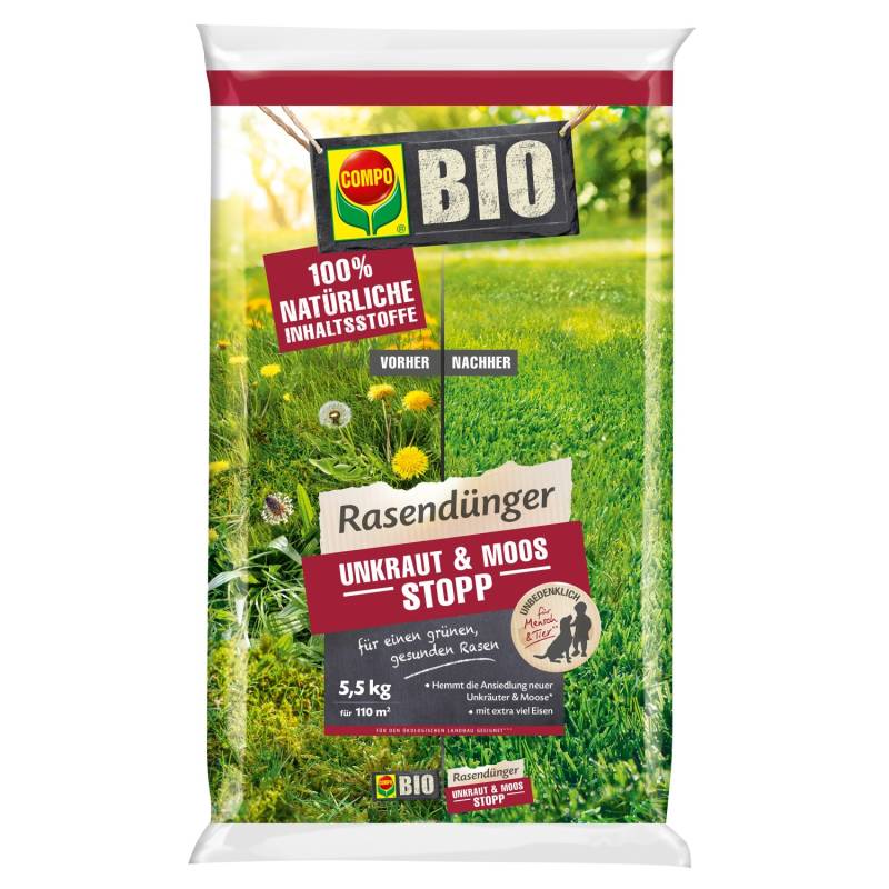 Compo Bio-Rasendünger Unkraut & Moos Stopp 5,5 kg von Compo