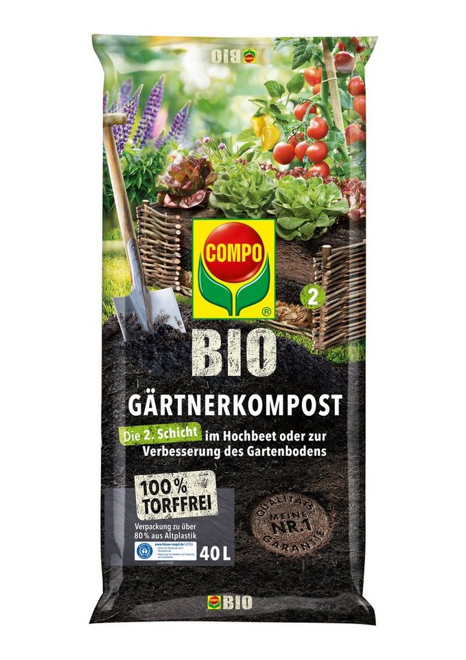 Compo Blumenerde COMPO BIO Gärtner-Kompost torffrei, 40 Ltr von Compo