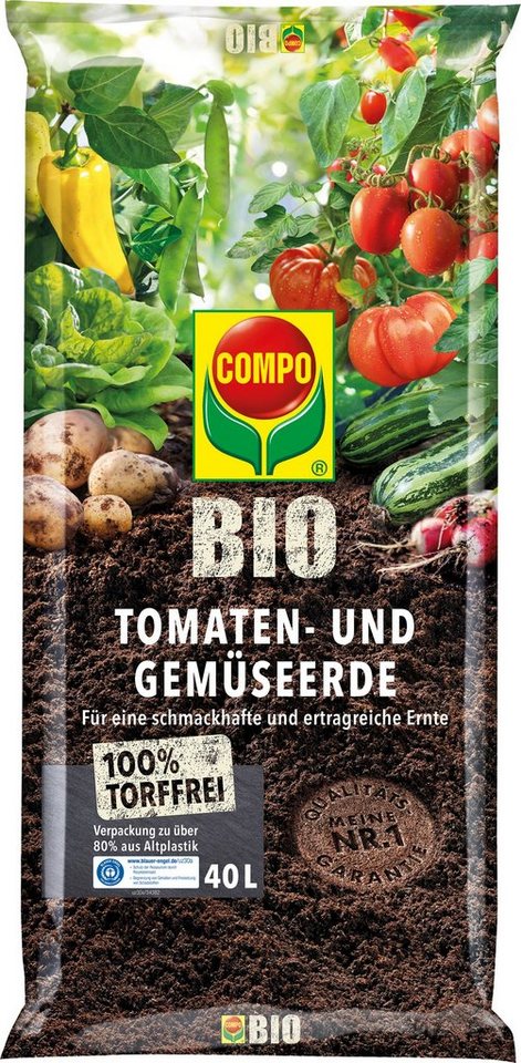 Compo Blumenerde COMPO BIO Tomaten- und Gemüseerde für alle Garten- und Zierpflanzen, S von Compo