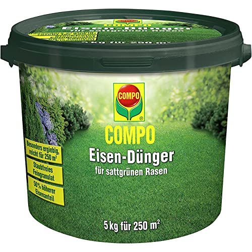 Compo Eisen-Dünger, Staubfreies Feingranulat, 5 kg, 250 m², Weiß von Compo