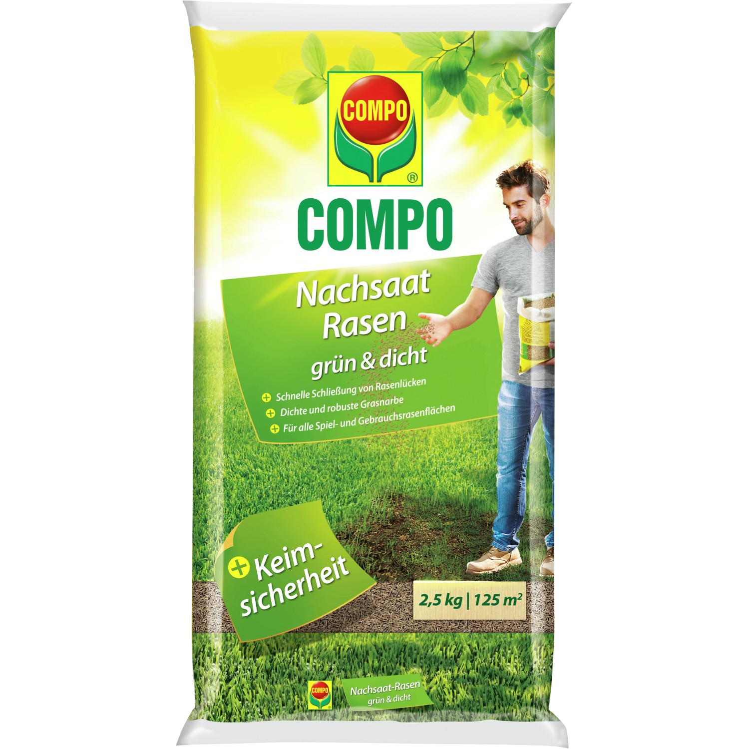 Compo Nachsaat-Rasen grün und dicht 2,5 kg von Compo