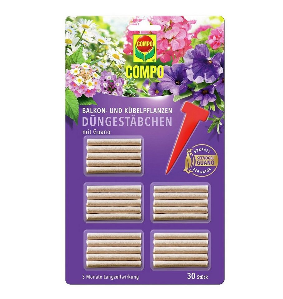 Compo Pflanzendünger COMPO Düngestäbchen Balkon und Kübelpflanzen (30 Stk) von Compo