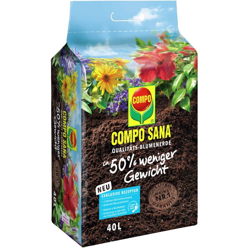 Compo Qualitäts-Blumenerde ca. 50 Prozent weniger Gewicht 1 x 40 l von Compo