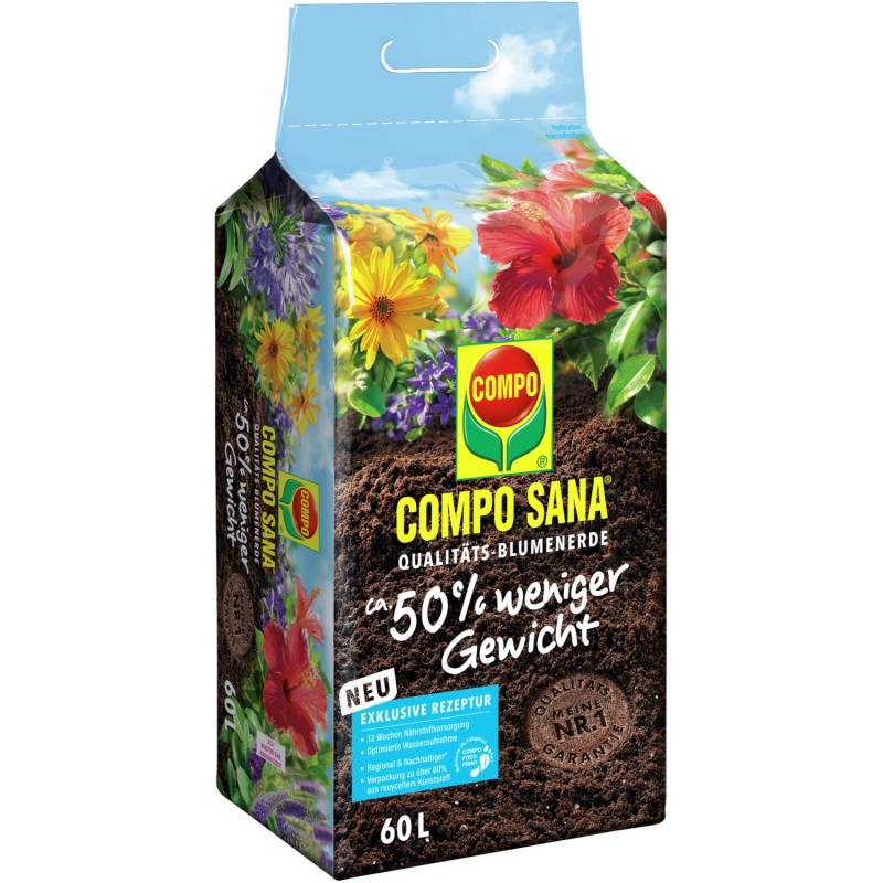 Compo Qualitäts-Blumenerde ca. 50 Prozent weniger Gewicht 1 x 60 l von Compo