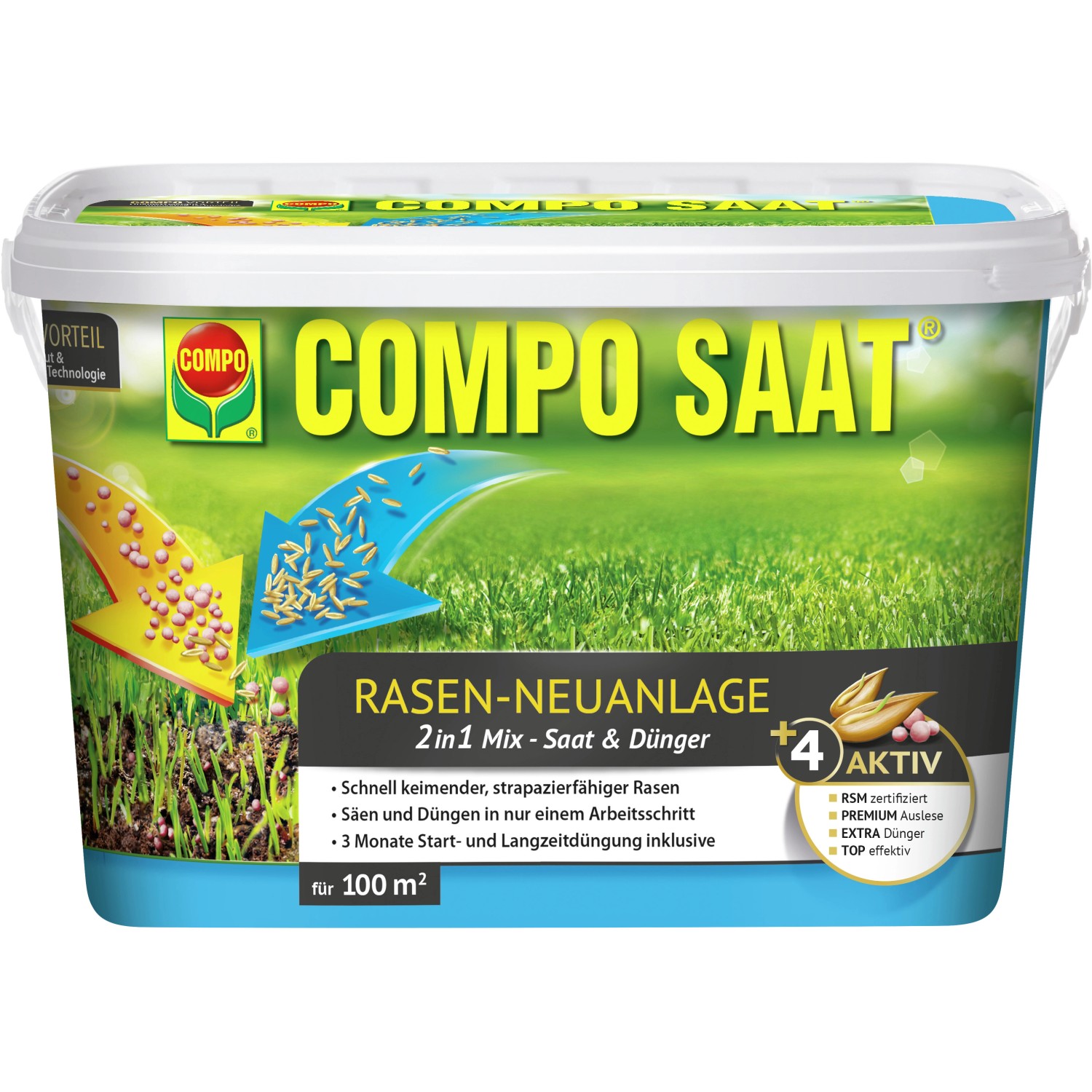 Compo Saat Rasen-Neuanlage-Mix Rasen und Dünger 100 m² 2,2 kg von Compo