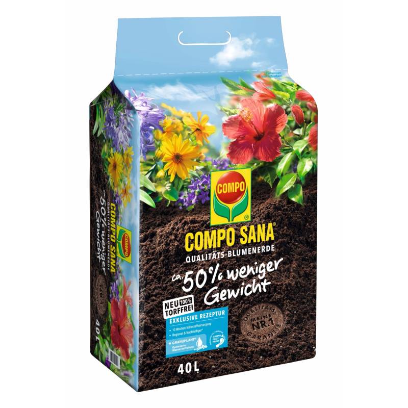 Compo Sana Qualitäts-Blumenerde ca. 50 % weniger Gewicht torffrei 56 x 40 l von Compo