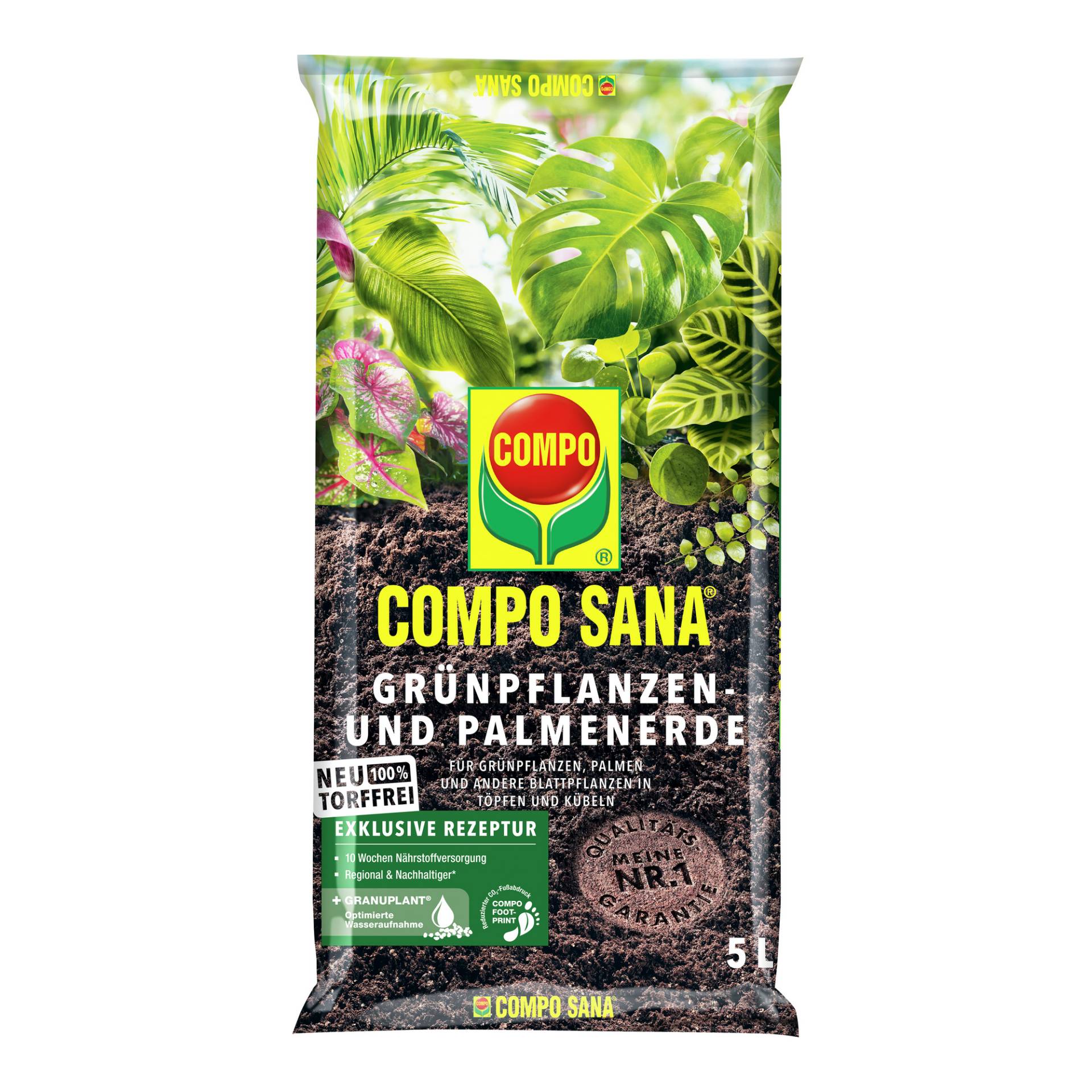 Grünpflanzen- und Palmenerde 'Compo Sana' torffrei 5 l von Compo
