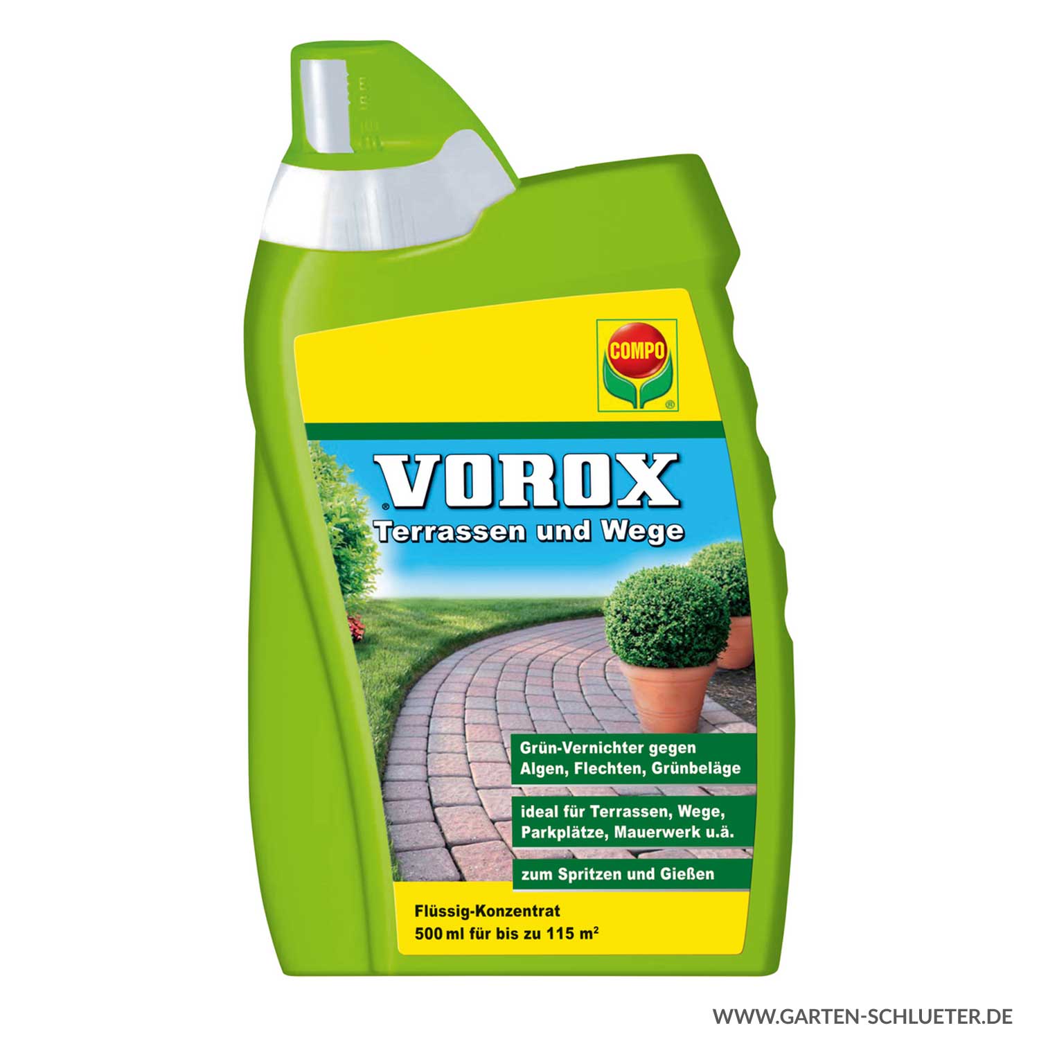 VOROX® Terrassen und Wege - 500ml Lieferform: Kunststoffflasche mit Meßdeckel von Compo