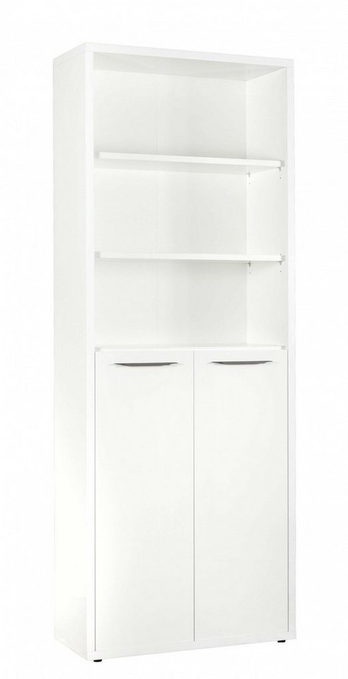 Composad Aktenschrank DISEGNO, Bücherregal, 2 Türen, 3 offene Fächer, Fronten lackiert, verstellbare Böden, Höhe 217 cm, 100% recyceltes Holz, Made in Italy von Composad