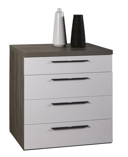Composad | Kommode der Linie MOMENTI mit 4 Schubladen, Kommode für Schlafzimmer, modern und elegant, (B x H x T): 45 x 81 x 82 cm, Farbe Eiche Sonoma und Weiß lackiert, hergestellt in Italien von Composad