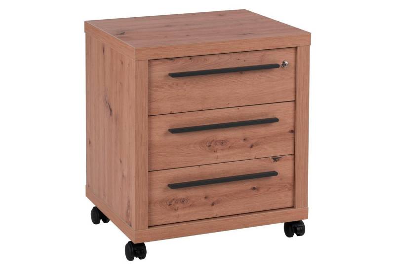 Composad Rollcontainer RILEGA, 3 Schubladen, Artisan Eiche Dekor, mit Rollen, oberste Schublade abschließbar, B 54 x H 64 x T 45 cm von Composad