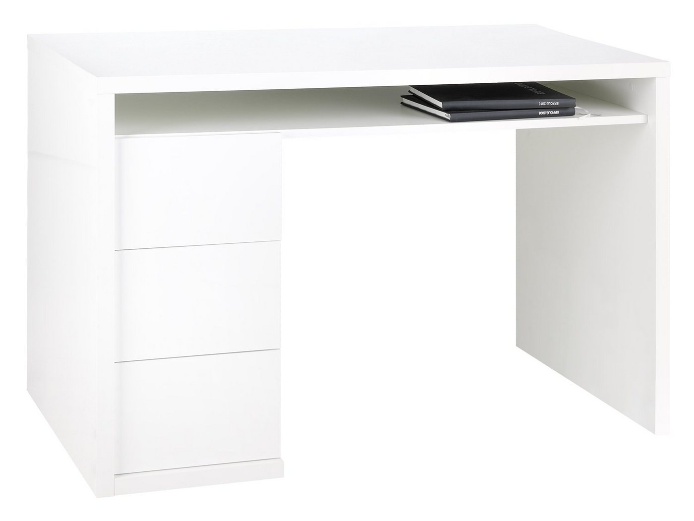 Composad Schreibtisch Computertisch GRAN PRIVILEGIO, Weiß Hochglanz, 110 x 75 x 60 cm, mit 3 Schubladen und 1 Ablagefach von Composad
