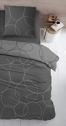 Comptoir du Linge Bettbezug Bedruckt mehr Kissenhülle Baumwolle Anthrazit 140 x 200 cm von Comptoir du Linge