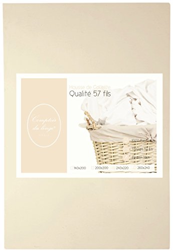 Comptoir du linge – Bettbezug Uni Baumwolle, Baumwolle, Elfenbein, 220 x 240 cm von Comptoir du linge