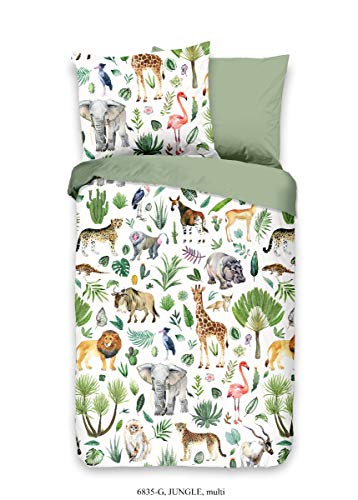 Comptoir du Linge Kids Good Morning Bettbezug 140 x 200 cm, 100% Baumwolle, Bedruckt mit Dschungelmotiv von Comptoir du Linge