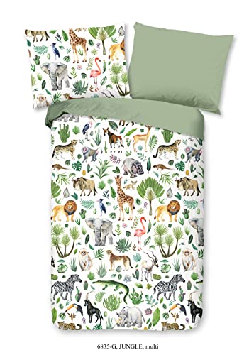 Comptoir du Linge Kids Good Morning Bettbezug 140 x 200 cm, 100% Baumwolle, Bedruckt mit Dschungelmotiv von Comptoir du Linge