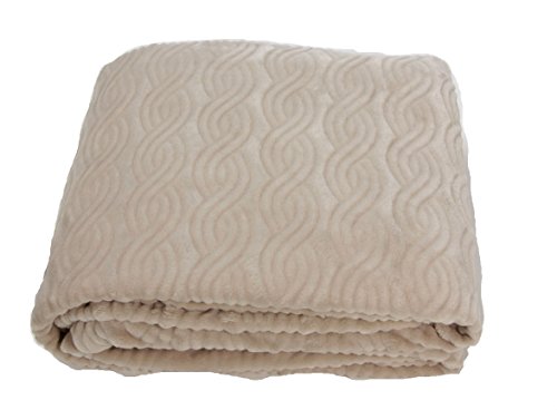 Comptoir du Linge ctorsab22 Grand Decke Luxe, Schnalle Zopfmuster Polyester Sand 240 x 220 x 2 cm von Comptoir du Linge