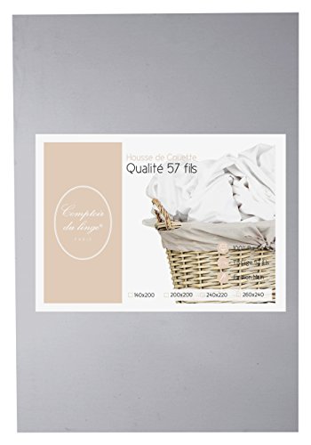Comptoir du linge – Bettbezug Uni Baumwolle, Baumwolle, perlgrau, 200 x 200 cm von Comptoir du linge