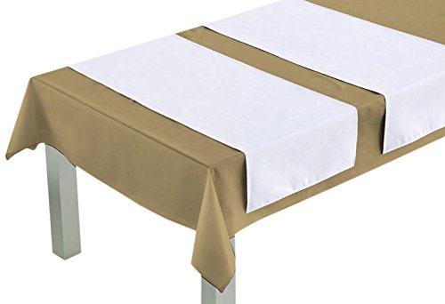 Comptoir du Linge Tischläufer 45 x 140 cm, 100% Polyester/Baumwolloptik. Gewicht: 210 g/m², weiß, 45 x 140 x 0,5 cm von Comptoir du Linge