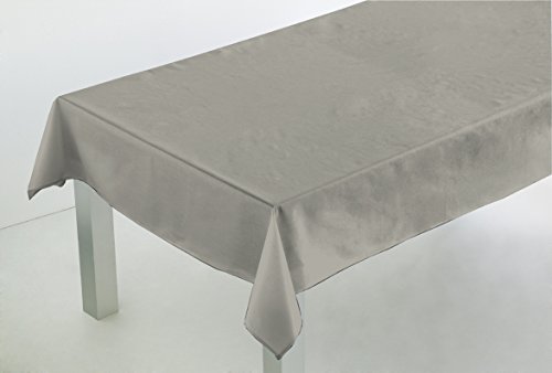Comptoir du Linge Rechteckige Tischdecke 150 x 250 cm, 100% Polyester/Baumwolloptik. Gewicht: 210 g/m², perlgrau, 250 x 150 cm von Comptoir du Linge