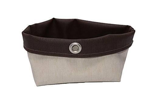 Comptoir du Linge Zweifarbiger Korb mit Ösen, Stoff, Beige/Schokoladenbraun, 18 x 15 x 18 cm von Comptoir du Linge