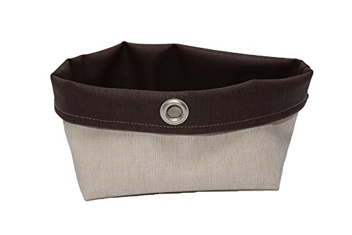 Comptoir du linge Zweifarbiger Korb mit Ösen, Stoff, Beige/Schokoladenbraun, 18 x 15 x 18 cm von Comptoir du linge