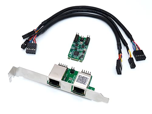 Computer District - Netzwerkkarte M2 2242 (Key B + Key M) – 2 Ports RJ45 Gigabit Ethernet 10/100/1000 Mps – Chipsatz Realtek RTL8111 – Winkel High und Low Profile von Computer District