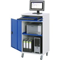 RAU mobiler Computer-Schrank, HxBxT 1.185 x 650 x 520 mm, mit 1 Flügeltür, Tastaturauszug von RAU