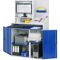 RAU Computer-Schrank, HxBxT 1.770 x 1.100 x 520 mm, mit 2 Flügeltüren, Tastaturauszug und Monitorgehäuse von RAU