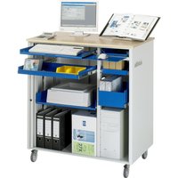 RAU Computer-Stationen, HxBxT 1.100 x 1.030 x 660 mm, Buche Dekor Arbeitsplatte, mit Rolladen, Steckdosenleiste, Schublade von RAU