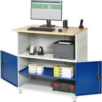 RAU Computer-Tisch, HxBxT 1.100 x 1.100 x 800 mm, Buche Dekor Arbeitsplatte, mit 2 Flügeltüren von RAU